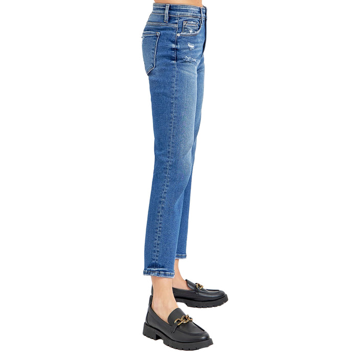 Risen Jeans Womens Dark Tummy Control Crop Bootcut Jean