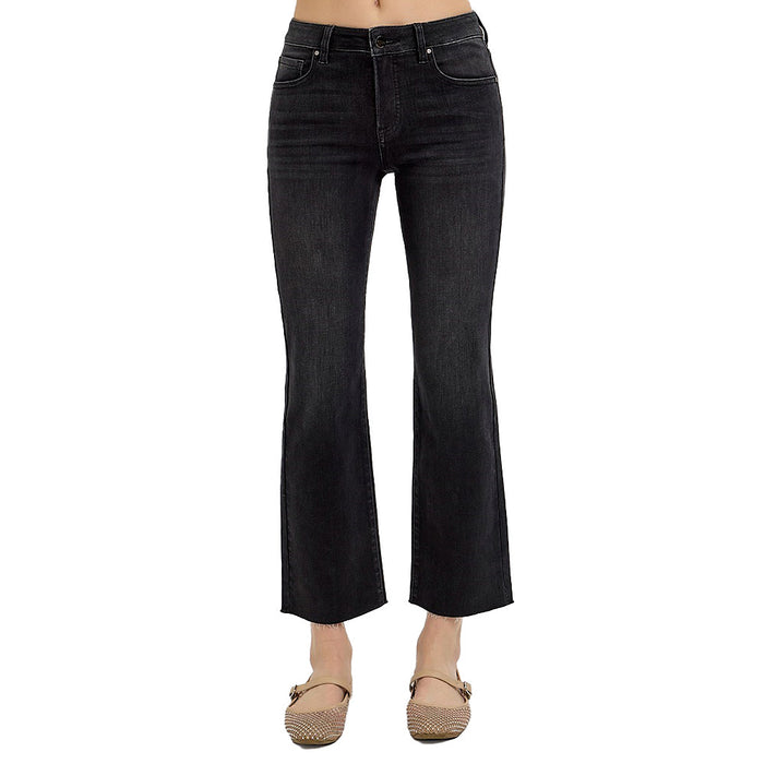 Risen Jeans Women's Tummy Control Black Crop Jeans