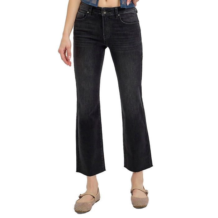 Risen Jeans Women's Tummy Control Black Crop Jeans