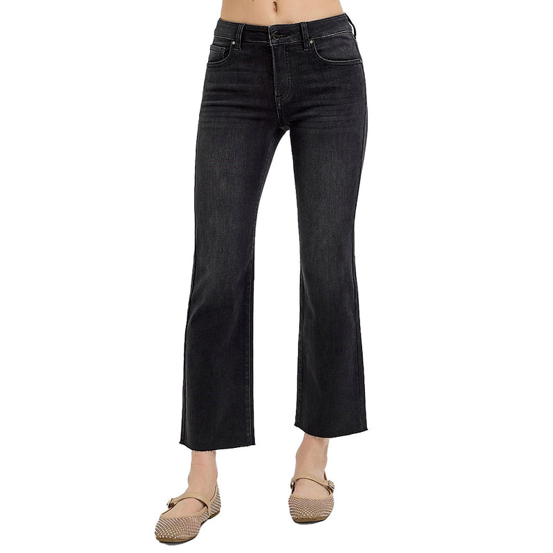 Risen Jeans Women's Tummy Control Black Crop Jeans