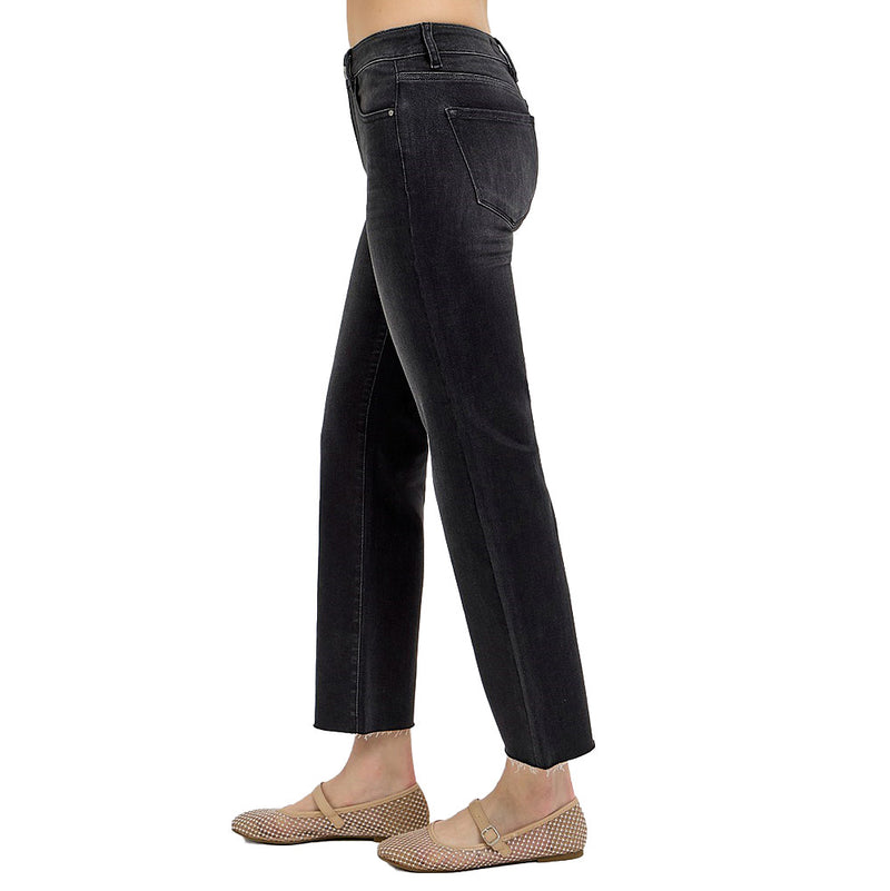 Risen Jeans Women's Tummy Control Black Crop Jeans