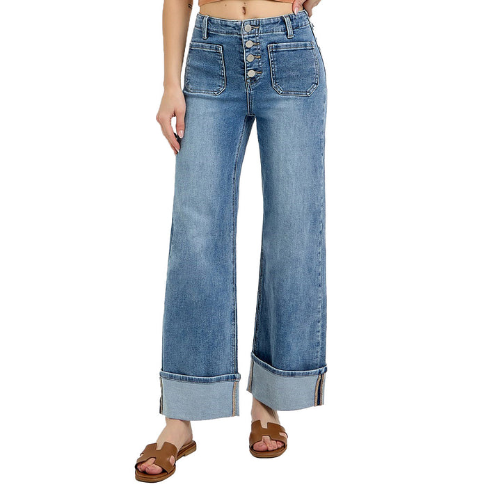 Risen Jeans Women's Medium Button Down Front Pocket Jeans