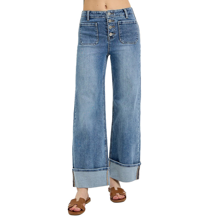 Risen Jeans Women's Medium Button Down Front Pocket Jeans