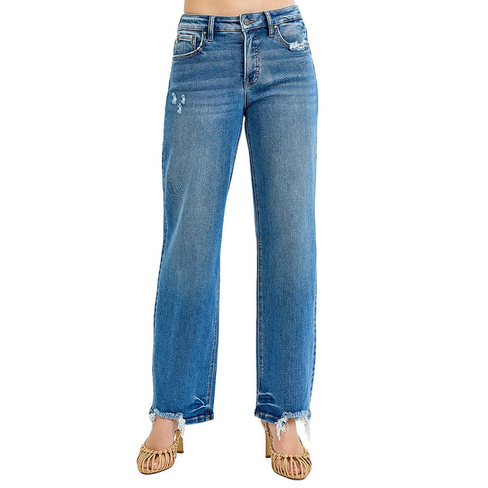 Risen Jeans Women's Dark Mid Rise Baggy Jeans