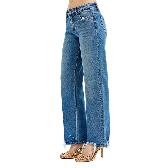 Risen Jeans Women's Dark Mid Rise Baggy Jeans
