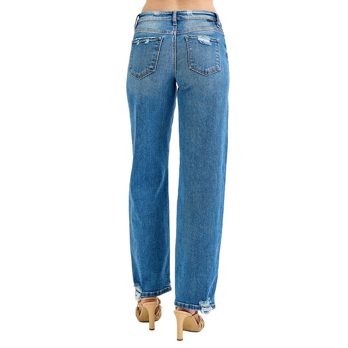 Risen Jeans Women's Dark Mid Rise Baggy Jeans
