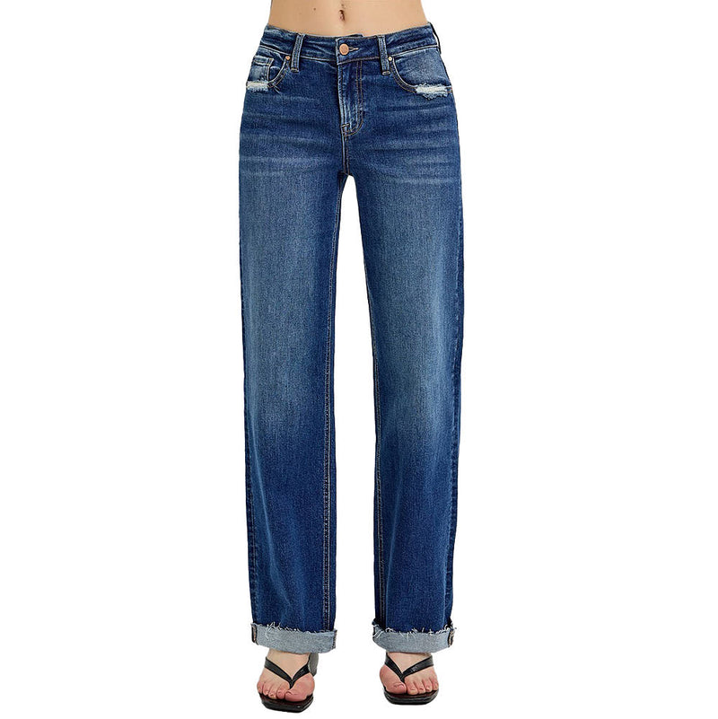 Risen Jeans Women's Dark High Rise Baggy Jeans