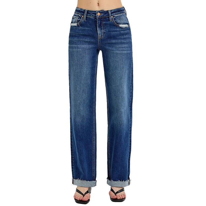 Risen Jeans Women's Dark High Rise Baggy Jeans