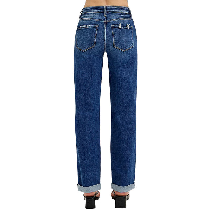 Risen Jeans Women's Dark High Rise Baggy Jeans