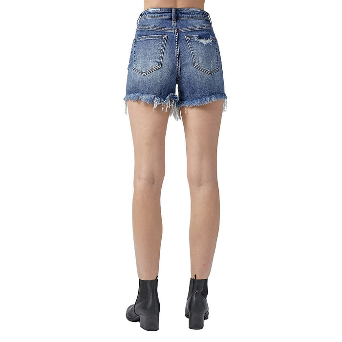 Risen Jeans Womens Medium Wash Distressed Shorts
