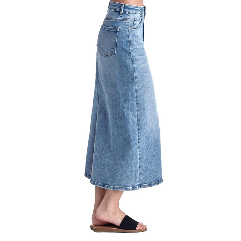 Risen Jeans Women's High Rise Back Slit Long Skirt