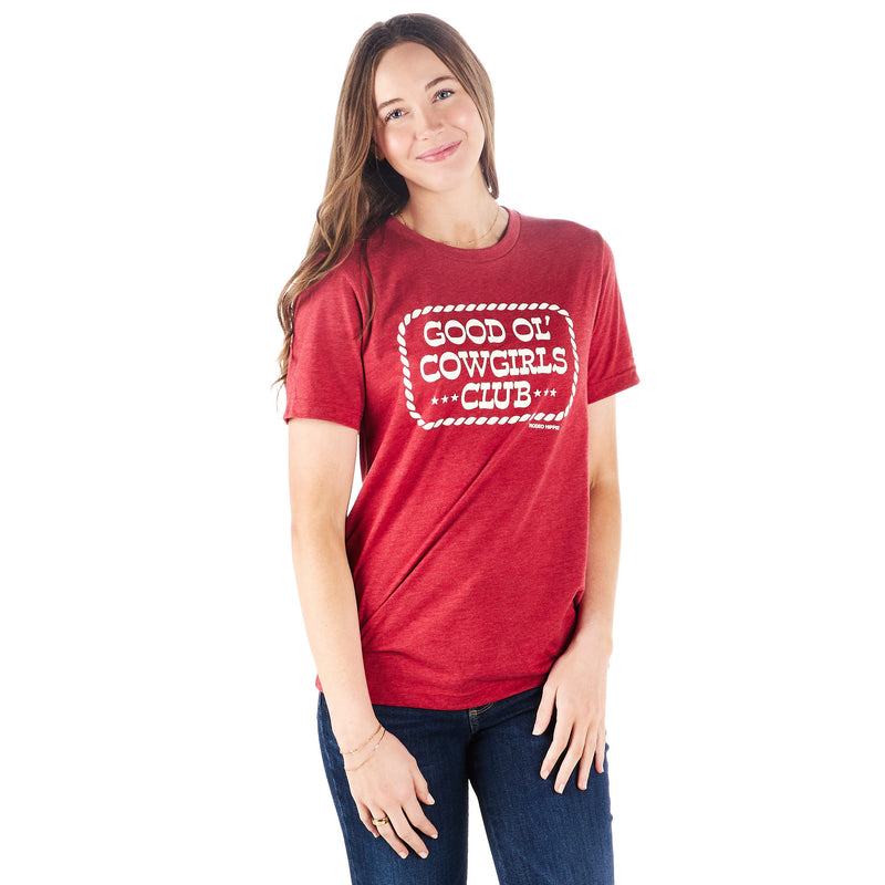Rodeo Hippie Womens Red Cowgirls Club Short Sleeve Tee
