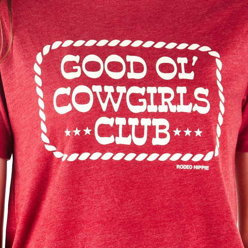 Rodeo Hippie Womens Red Cowgirls Club Short Sleeve Tee