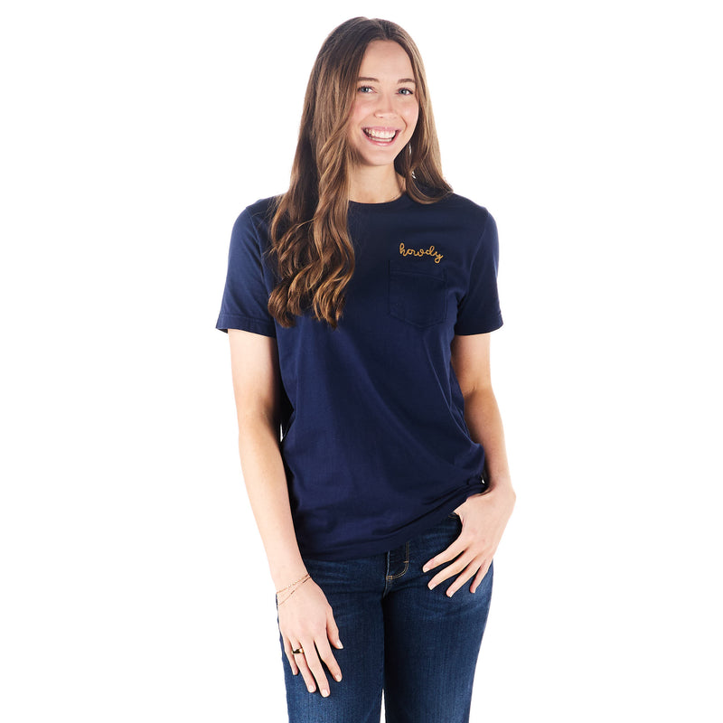 Rodeo Hippie Navy Embroidered Howdy Tee