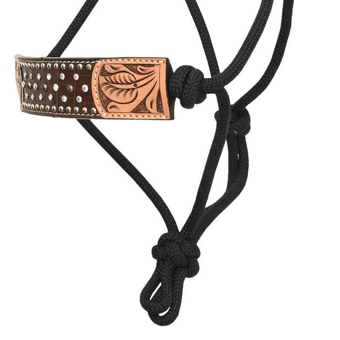 Rafter T Ranch Company Brown Gator Crystal Rope Halter