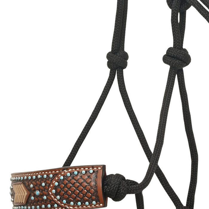 Rafter T Ranch Company Turquoise Stone Basket Stamp Rope Halter