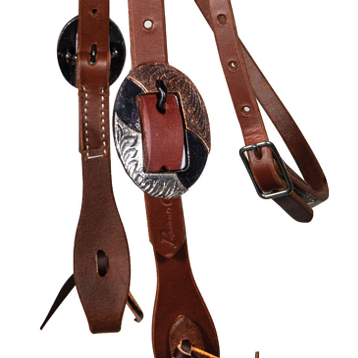 Professionals Choice 34in Silver and Copper Double Buckle Ranch Single Ear Headstall