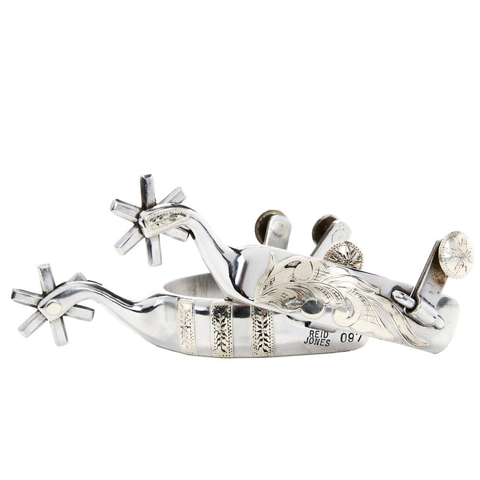 Reid Jones Wheat and Silver Bar 6 Point Rowel Spur