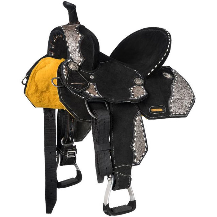 Tough 1 Shiloh Overlay Buckstitch Black 12in Barrel Saddle