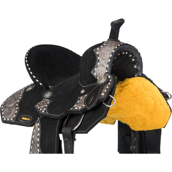 Tough 1 Shiloh Overlay Buckstitch Black 12in Barrel Saddle