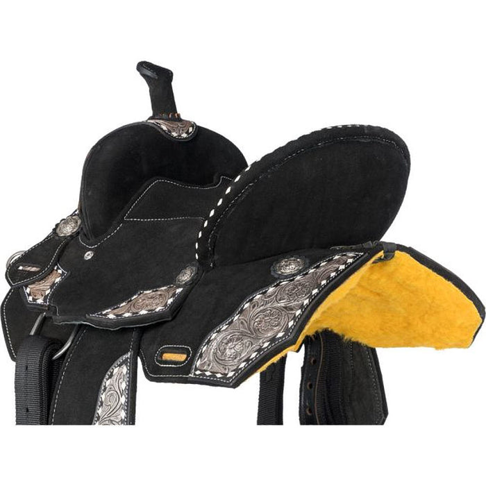 Tough 1 Shiloh Overlay Buckstitch Black 12in Barrel Saddle