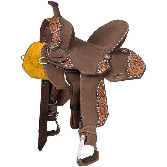 Tough 1 Shiloh Overlay Buckstitch Brown 12in Barrel Saddle