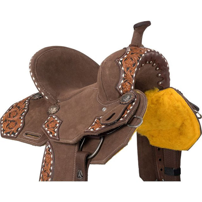 Tough 1 Shiloh Overlay Buckstitch Brown 12in Barrel Saddle