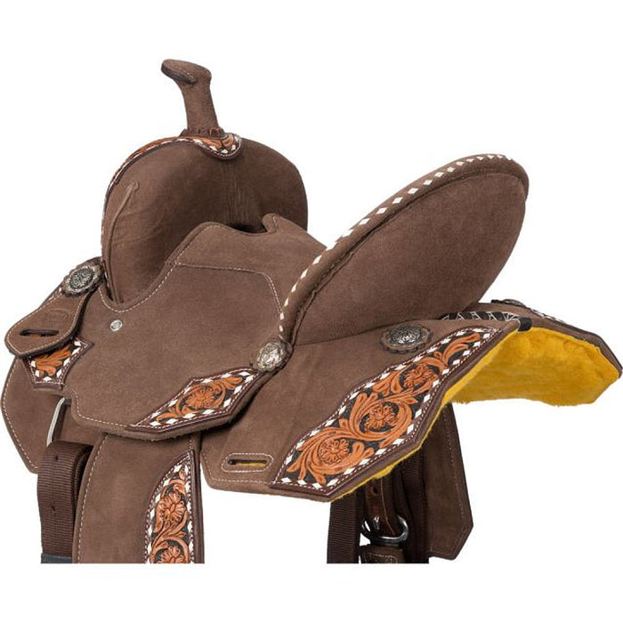 Tough 1 Shiloh Overlay Buckstitch Brown 12in Barrel Saddle