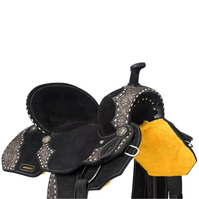 Tough 1 Shiloh Overlay Buckstitch Black 14in Barrel Saddle