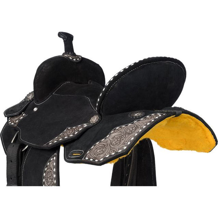 Tough 1 Shiloh Overlay Buckstitch Black 14in Barrel Saddle