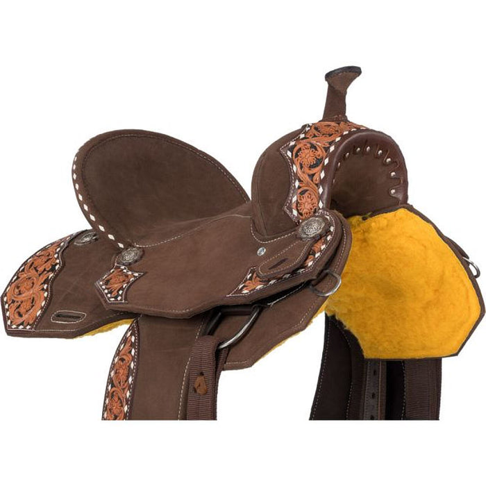 Tough 1 Shiloh Overlay Buckstitch Brown 14in Barrel Saddle
