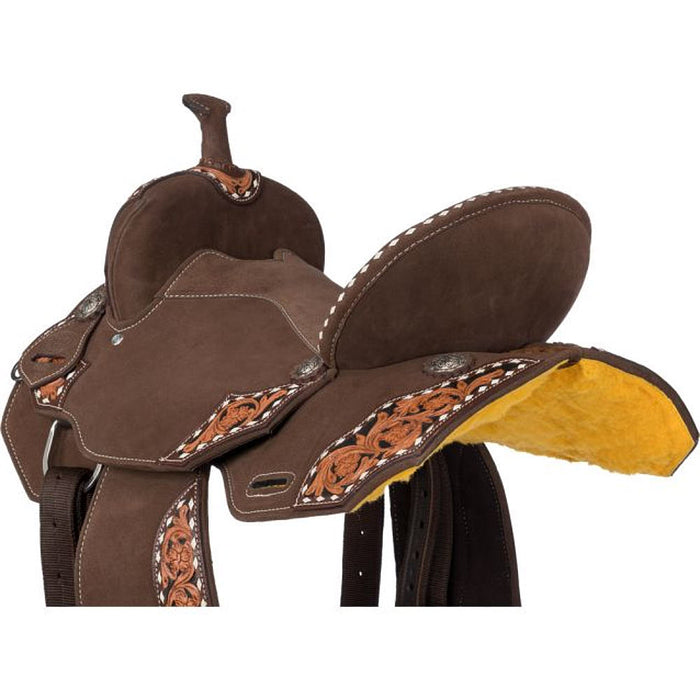 Tough 1 Shiloh Overlay Buckstitch Brown 14in Barrel Saddle