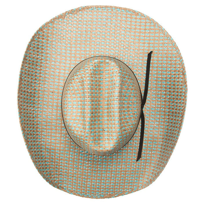 Rodeo King Turquoise Jute Open Crown 4-1/2in. Brim Straw Cowboy Hat