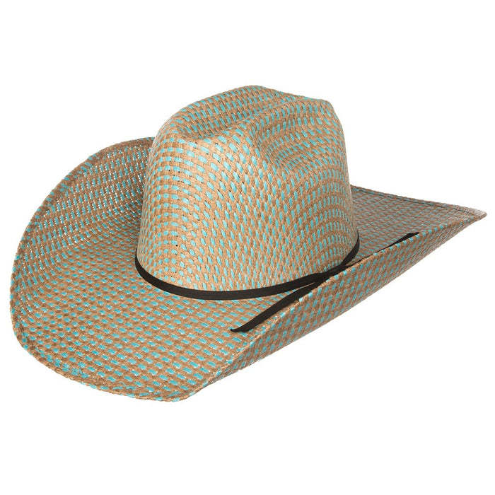 Rodeo King Turquoise Jute Open Crown 4-1/2in. Brim Straw Cowboy Hat