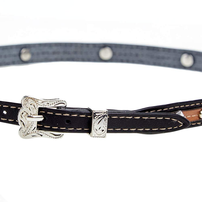 Rodeo King Black and Brown Hat Band with Diamond Conchos