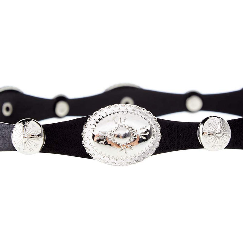 Rodeo King Black Scalloped Hat Band with Silver Conchos
