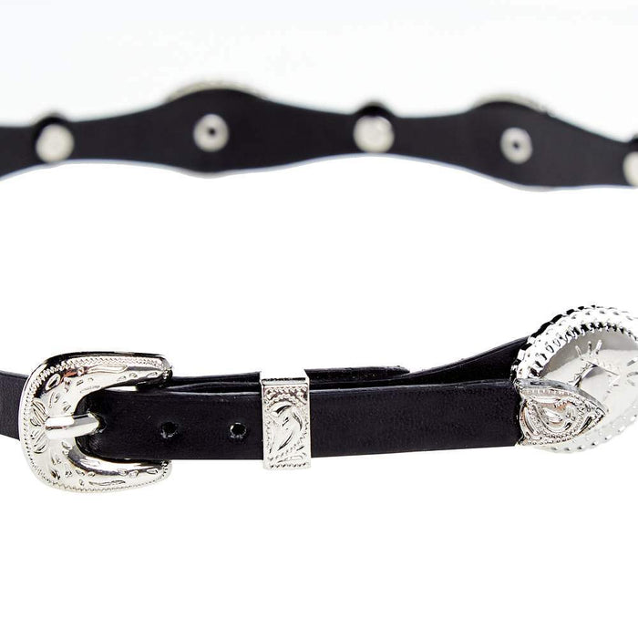 Rodeo King Black Scalloped Hat Band with Silver Conchos