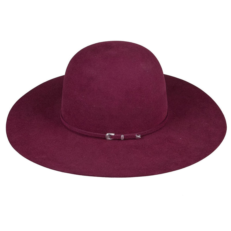 Rodeo King 7X Merlot 4 1/2in Self Band Open Crown Felt Hat