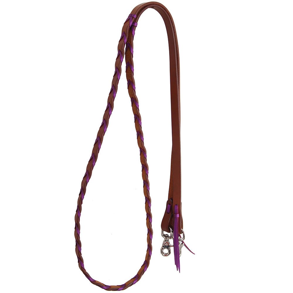 Orange Paracord Wrapped Leather Barrel/Roping Leather Reins