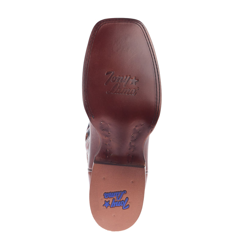 Tony Lama Men`s Lars Brown Cowhide Vamp 11In Blue Cowhide Top Boot