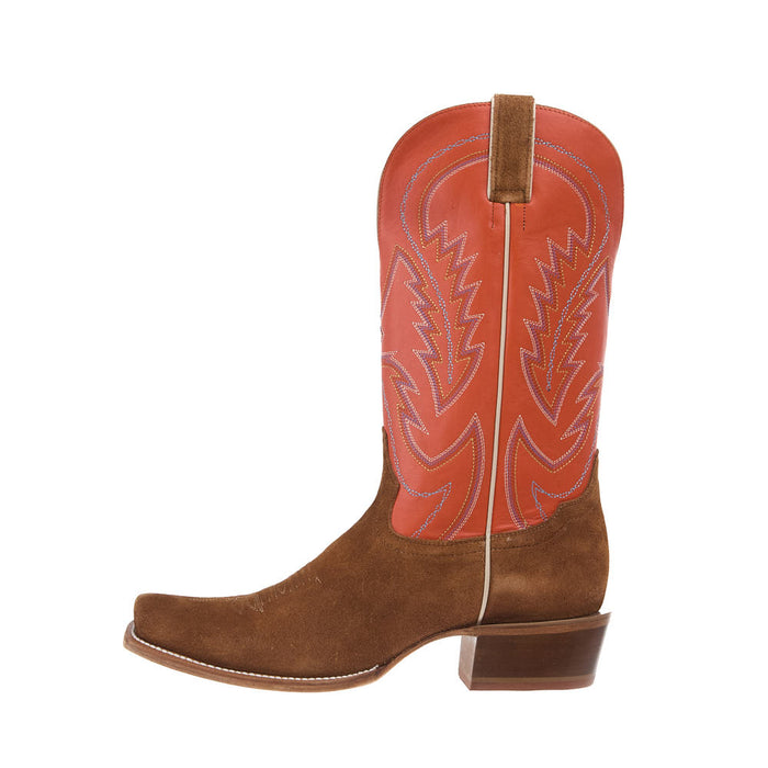 Tony Lama Men's Ranchero Tan Suede Vamp 13in Orange Cowhide Top