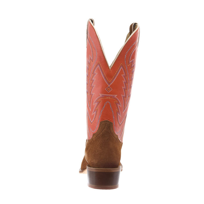 Tony Lama Men's Ranchero Tan Suede Vamp 13in Orange Cowhide Top