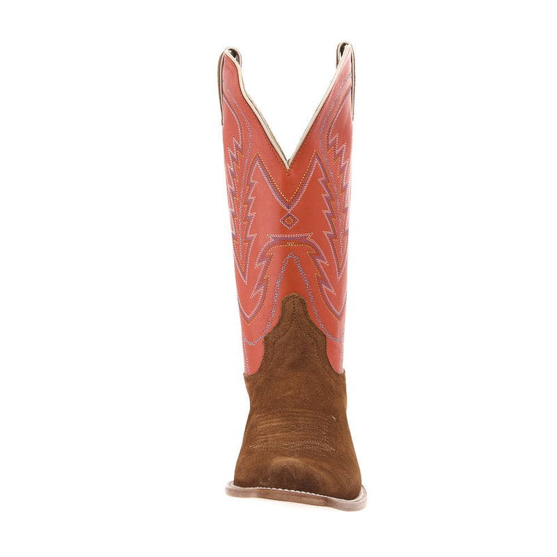 Tony Lama Men's Ranchero Tan Suede Vamp 13in Orange Cowhide Top