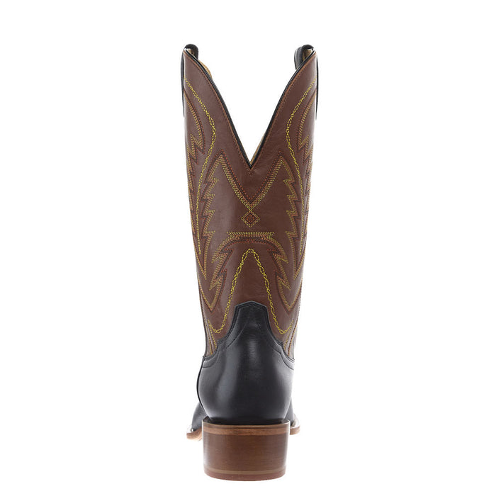 Tony Lama Men's Ranchero Black Cowhide Vamp 13in Tan Cowhide Top