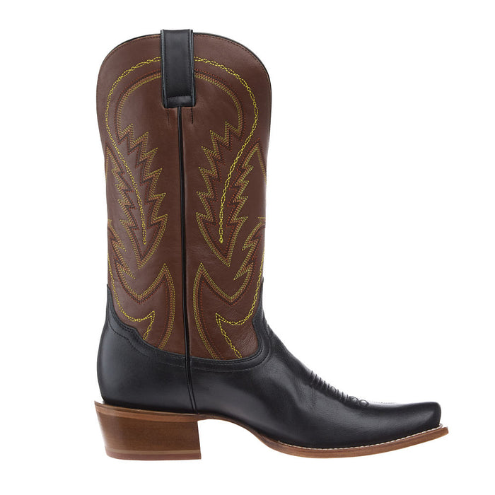 Tony Lama Men's Ranchero Black Cowhide Vamp 13in Tan Cowhide Top