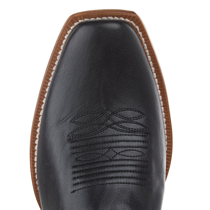 Tony Lama Men's Ranchero Black Cowhide Vamp 13in Tan Cowhide Top