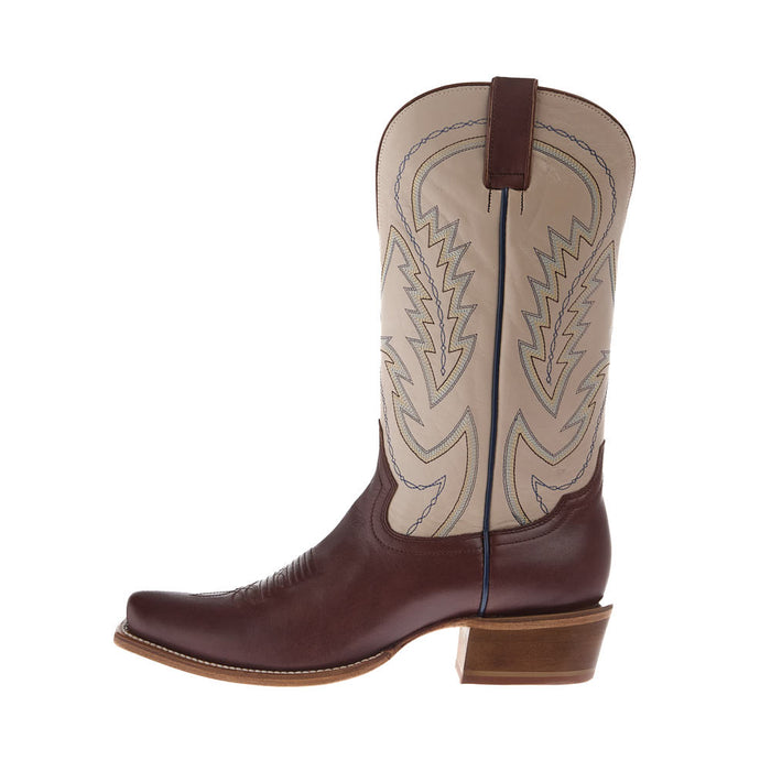 Tony Lama Men's Ranchero Brown Cowhide Vamp 13in Bone Cowhide Top