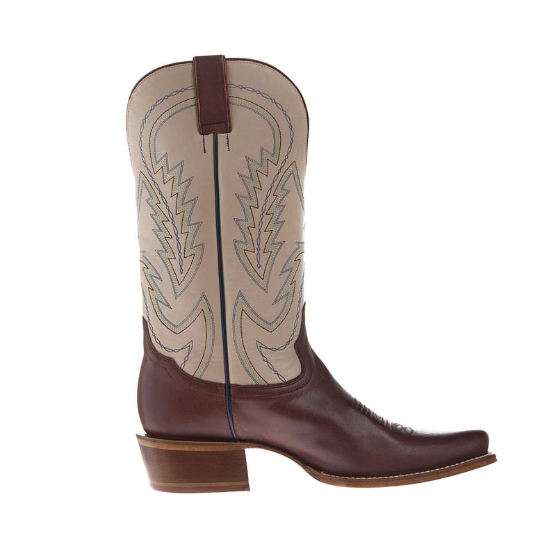 Tony Lama Men's Ranchero Brown Cowhide Vamp 13in Bone Cowhide Top