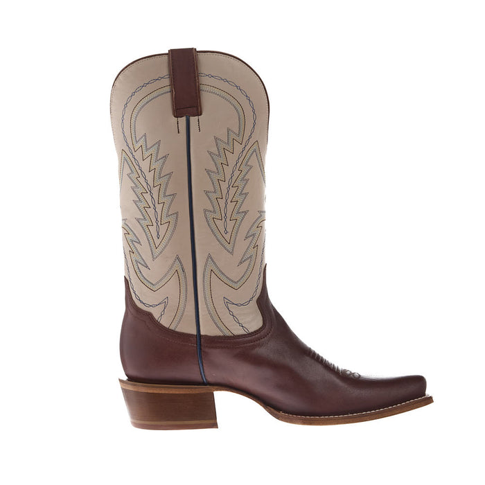 Tony Lama Men's Ranchero Brown Cowhide Vamp 13in Bone Cowhide Top