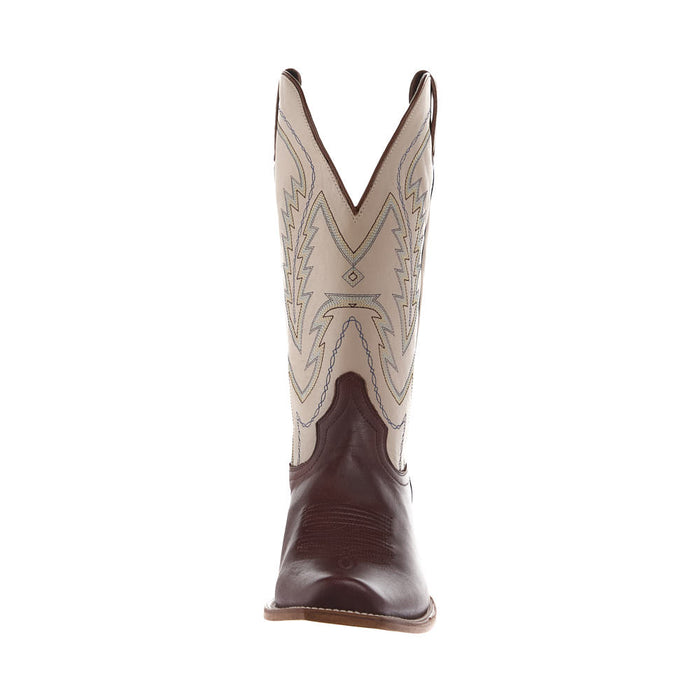 Tony Lama Men's Ranchero Brown Cowhide Vamp 13in Bone Cowhide Top
